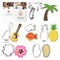 CookieCutter.com Aloha 6 Piece Cookie Cutters Set, Palm Tree, Pineaple, Hibiscus, Tropical Fish, Ukulele, Hawaiian Lei, Tin Plate Steel, USA